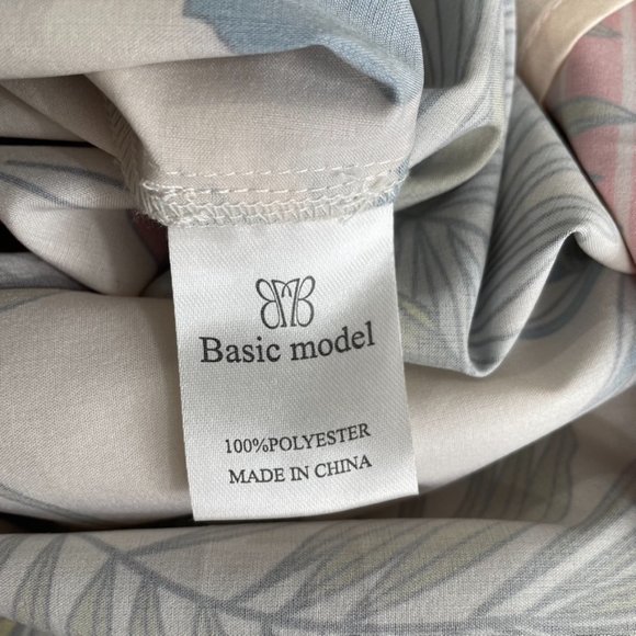 BASIC MODEL Womens Cream Floral Belted Maxi Boho Chic Dress  Size Large L - Picture 10 of 11